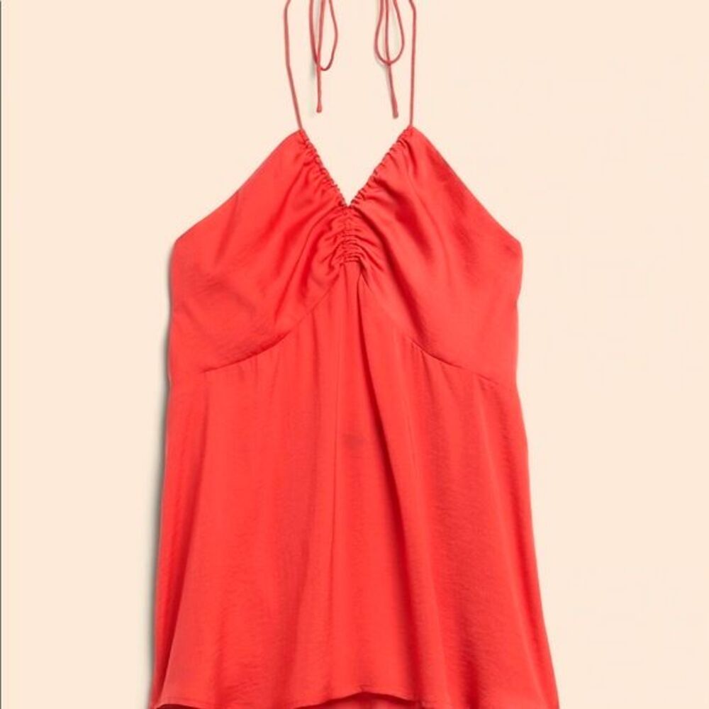 NWT Banana Republic Factory Silky Halter Camisole Top Red Size L